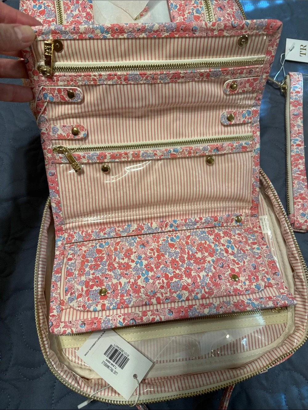 Floral Pink Travel Cosmetic Bag